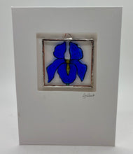 Load image into Gallery viewer, Liz Dart Stained Glass iris stained glass greetings card Stroud