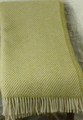 Cotswold Woollen Weavers Shetland chevron herringbone lemongrass blanet/throw (CWW)
