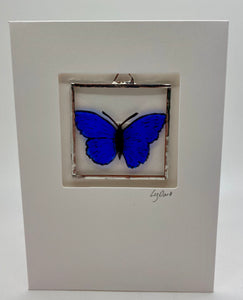 Liz Dart Stained glass blue butterfly greetings card 