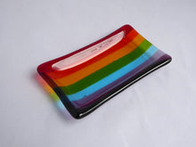 Load image into Gallery viewer, Eva Glass Design Rainbow fused glass soap dish (EGD SDR)