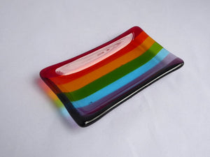 Eva Glass Design Rainbow fused glass soap dish (EGD SDR)