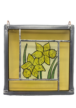 Load image into Gallery viewer, Liz Dart Stained Glass yellow daffodil panel 