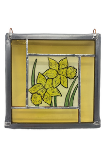 Liz Dart Stained Glass yellow daffodil panel 