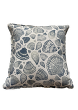 Load image into Gallery viewer, Charlotte Macey “Navy seashells” linen cushion
