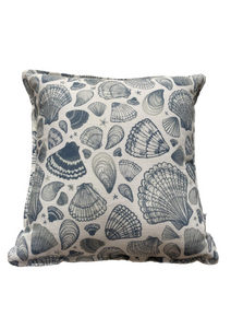 Charlotte Macey “Navy seashells” linen cushion