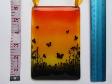Load image into Gallery viewer, EvaGlass Design Orange and yellow butterfly meadow fused glass suncatcher (EGD BFSC)