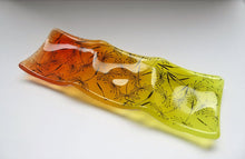 Load image into Gallery viewer, Eva Glass Design Orange and yellow dandelion fused glass tea light holder (EGD
