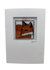 Liz Dart Stained Glass Fox stained glass greetings card