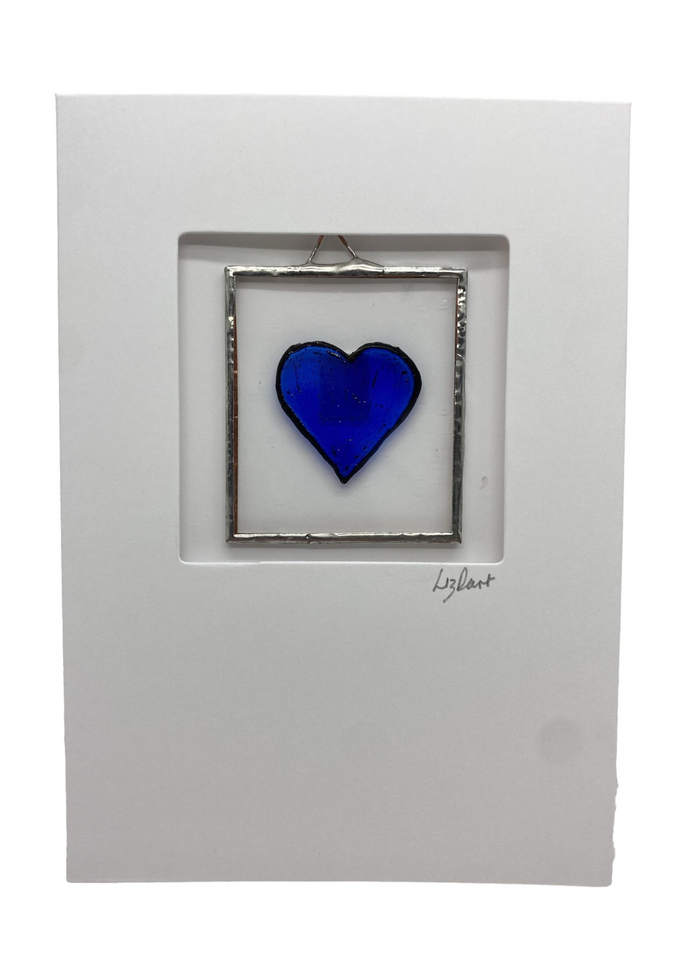 Liz Dart Stained Glass blue heart greetings card