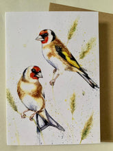 Load image into Gallery viewer, Amy Primarolo Art “meadow Goldfinches” greetings card (Amy)