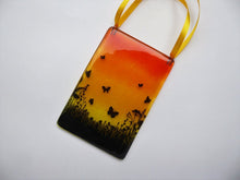 Load image into Gallery viewer, EvaGlass Design Orange and yellow butterfly meadow fused glass suncatcher (EGD BFSC)