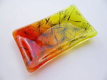 Load image into Gallery viewer, Eva Glass Design Orange and yellow dandelion clocks fused glass soap dish (EGD SDFS)