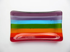 Eva Glass Design Rainbow fused glass soap dish (EGD SDR)