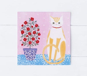 Sian Summerhayes "Cat with a pot plant" greetings card