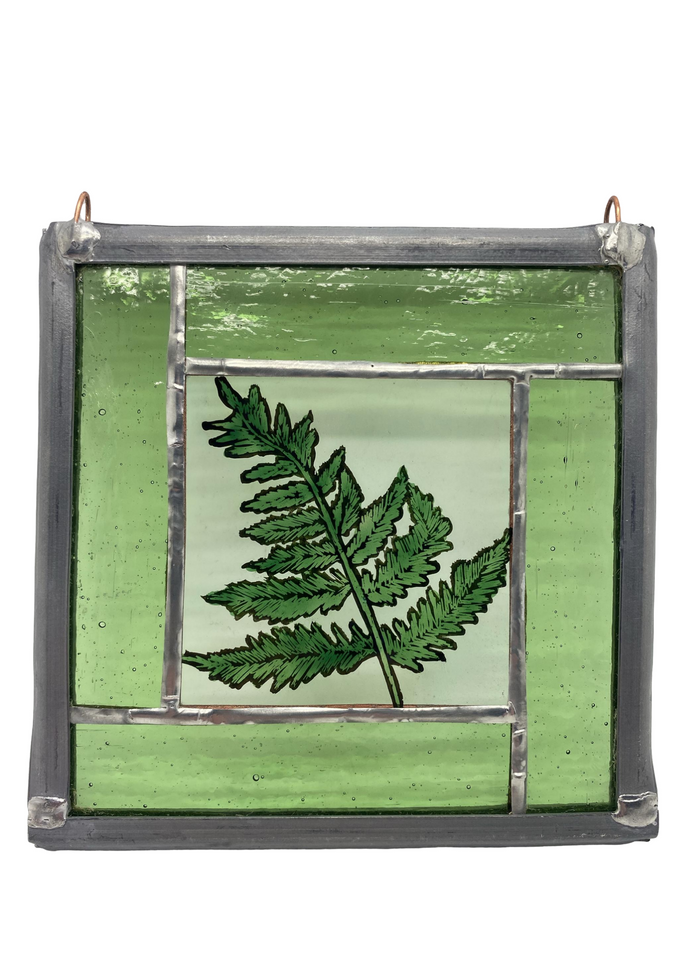 Liz Dart Stained Glass fern panel.
