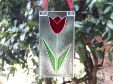 Load image into Gallery viewer, Eva Glass Design red tulip fused glass suncatcher (EGD TUR)