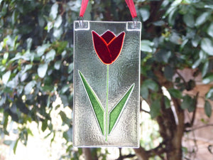 Eva Glass Design red tulip fused glass suncatcher (EGD TUR)