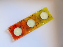 Load image into Gallery viewer, Eva Glass Design Orange and yellow dandelion fused glass tea light holder (EGD