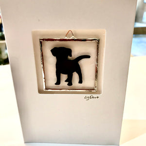 Puppy stained glass greetings card