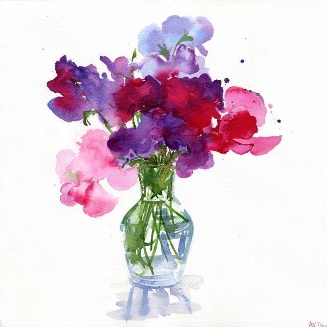 Alison Vickery artist Sweetpeas greetings card 