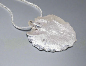 Jane Vernon Fine silver leopards bane leaf pendant 