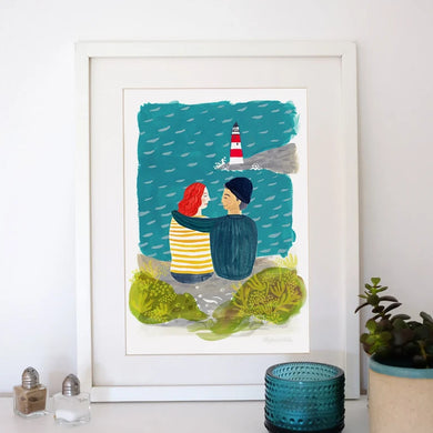 Stephanie Cole Design  “You, me and the sea” A4 print (STECO)