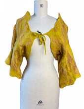 Load image into Gallery viewer, Nimpy Clothing Mustard nuno felt shrug jacket merino and silk on cotton