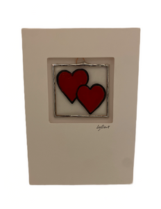 Liz Dart Stained Glass Red heart stained glass greetings card. (LD)