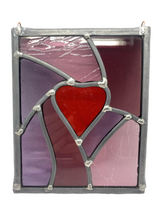 Load image into Gallery viewer, Liz Dart Stained Glass heart stained glass panel