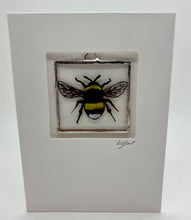 Load image into Gallery viewer, Liz Dart Stained Glass bee greetings card Stroud