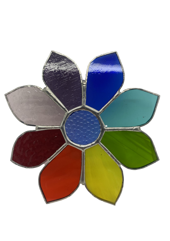 Liz Browning Glass Creations Rainbow flower stained glass hanging