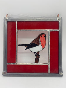 Liz Dart Stained Glass Robin panel Stroud