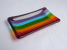 Load image into Gallery viewer, Eva Glass Design Rainbow fused glass soap dish (EGD SDR)