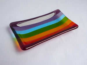 Eva Glass Design Rainbow fused glass soap dish (EGD SDR)