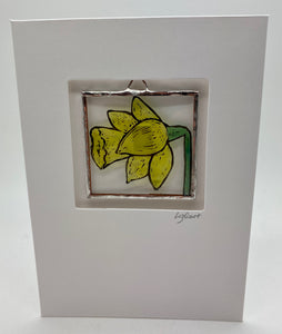 Liz dart stained glass daffodil greetings card 