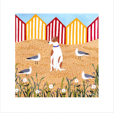 Sian Summerhayes “Fox Terrier on the beach “ art print 