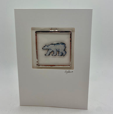 Liz Dart Stained Glass polar bear stained glass greetings card Stroud 