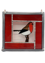 Load image into Gallery viewer, Liz Dart Stained Glass robin panel