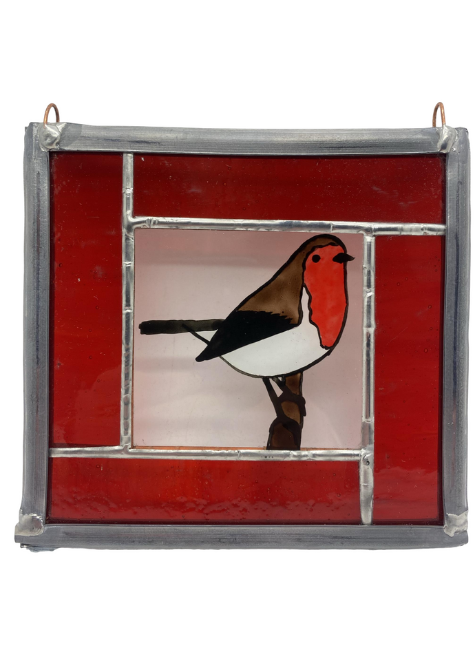 Liz Dart Stained Glass robin panel