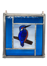 Load image into Gallery viewer, Liz Dart Stained Glass kingfisher panel