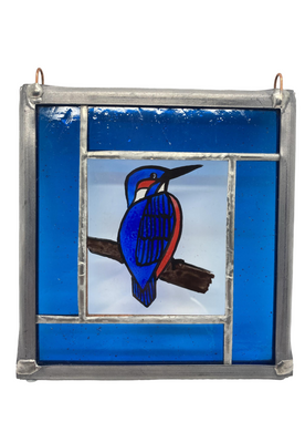 Liz Dart Stained Glass kingfisher panel