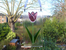 Load image into Gallery viewer, Eva Glass Design purple tulip fused glass sun catcher (EGD TUP)
