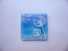 Load image into Gallery viewer, Eva Glass Design Blue and white dandelion fused glass coaster