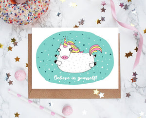 Forever Funny "Believe in yourself!" Greetings card (Anastassia)