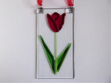 Load image into Gallery viewer, Eva Glass Design red tulip fused glass suncatcher (EGD TUR)