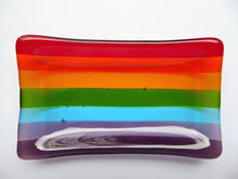 Load image into Gallery viewer, Eva Glass Design Rainbow fused glass soap dish (EGD SDR)