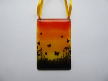 Load image into Gallery viewer, EvaGlass Design Orange and yellow butterfly meadow fused glass suncatcher (EGD BFSC)