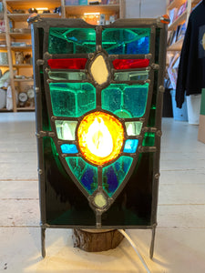 Johannes Steuck stained glass and semi precious stone candle lamp (Johannes)