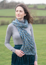 Load image into Gallery viewer, Susie Faulks bloom blue cotton scarf (FAULKS)