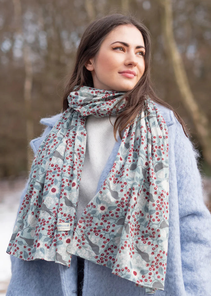 Susie Faulks Rowan bird cotton scarf (FAULKS)
